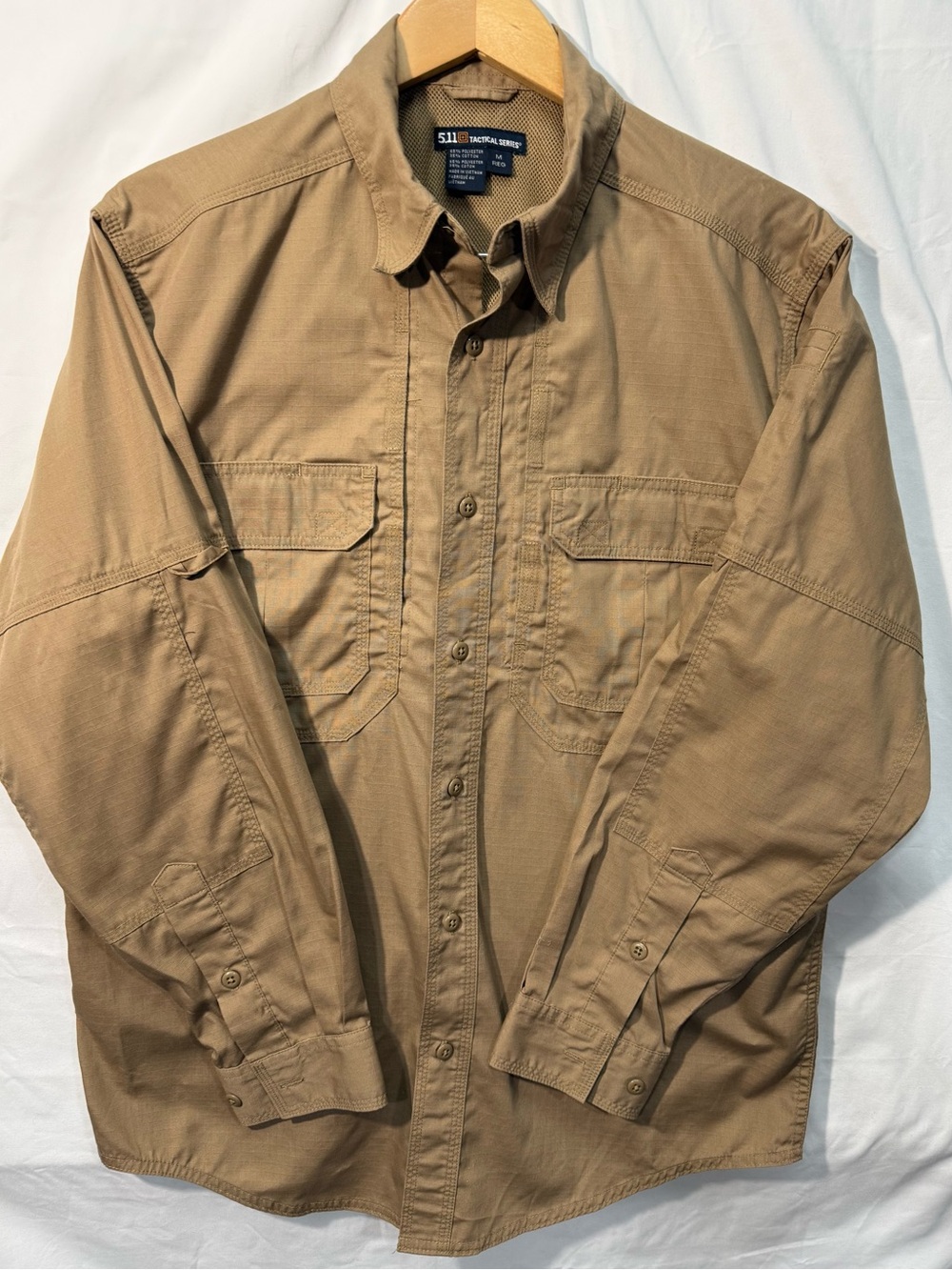 5.11 Tactical Series Style Khaki Cotton Long-Sleeve Button Up Shirt Size M